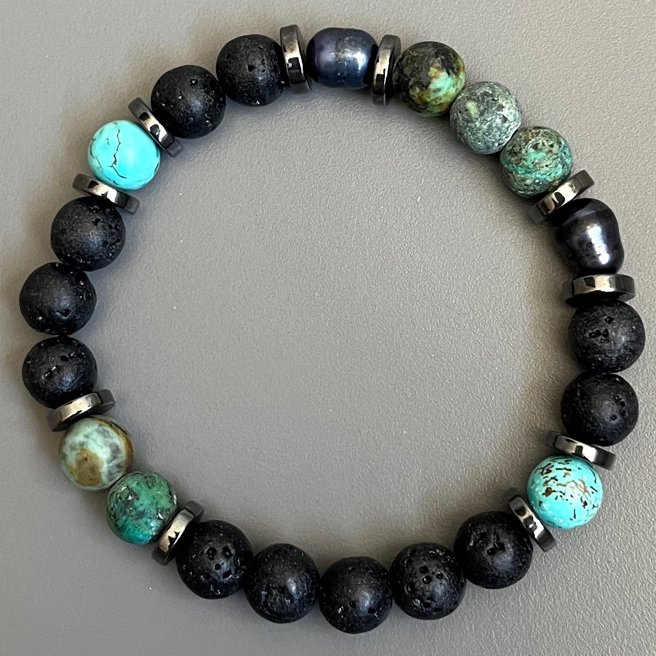 Bracelet Homme Sylvio en pierres naturelles et perles de nacre