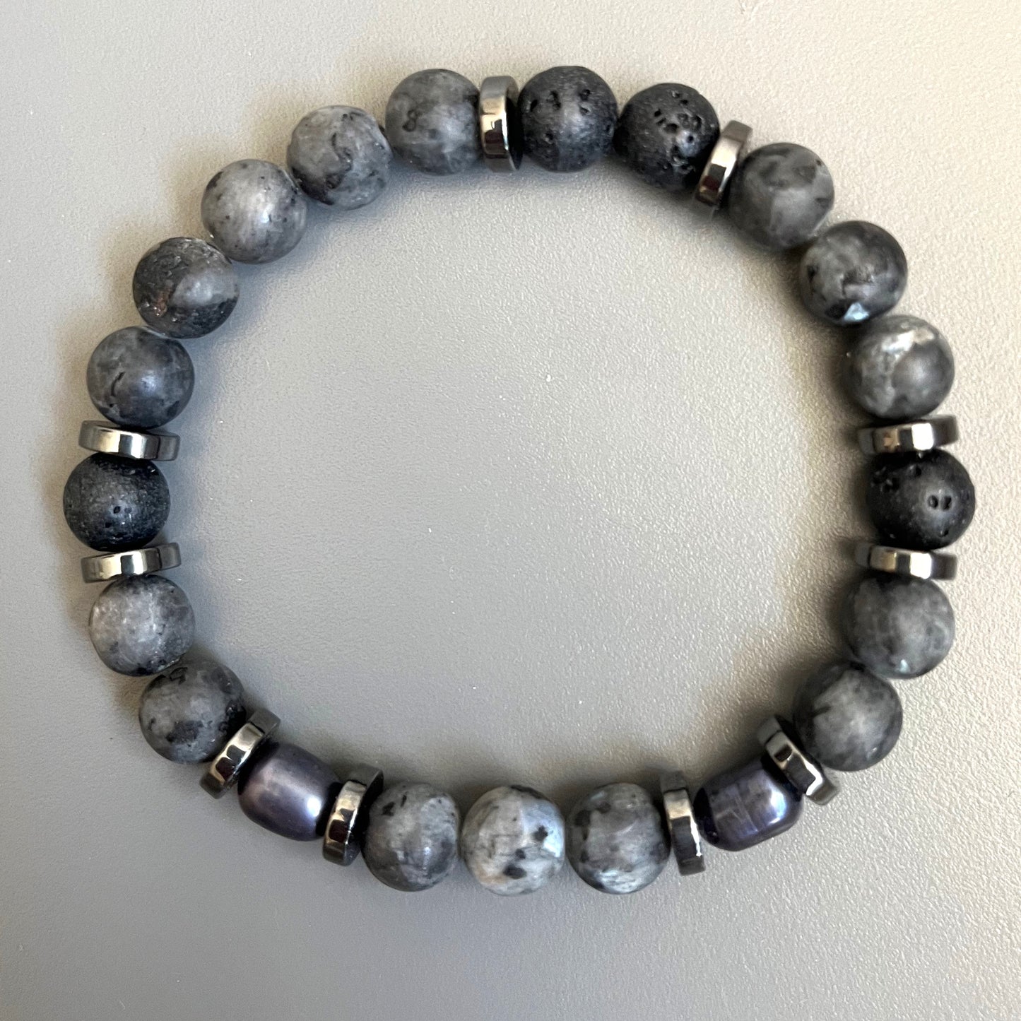 Bracelet Homme Sylvio en pierres naturelles et perles de nacre