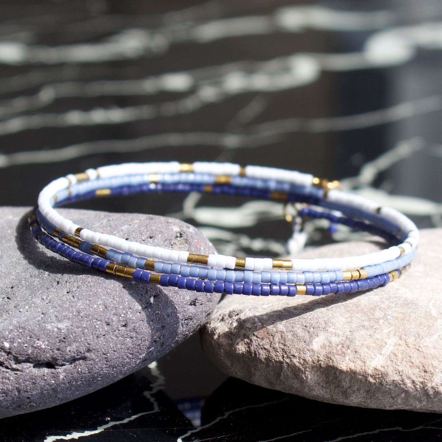 Bracelet Clara jonc 3 rangs en perles Miyuki doré ou argent