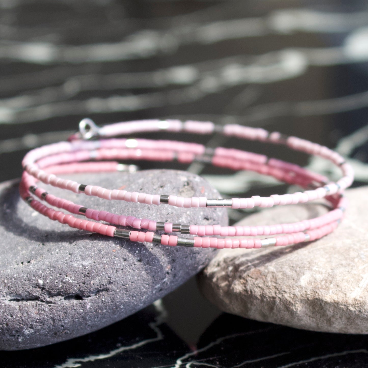 Bracelet Clara jonc 3 rangs en perles Miyuki doré ou argent