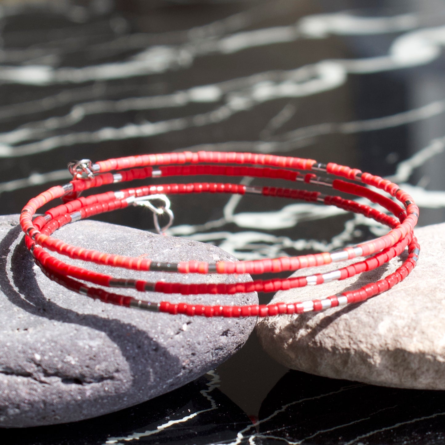 Bracelet Clara jonc 3 rangs en perles Miyuki doré ou argent