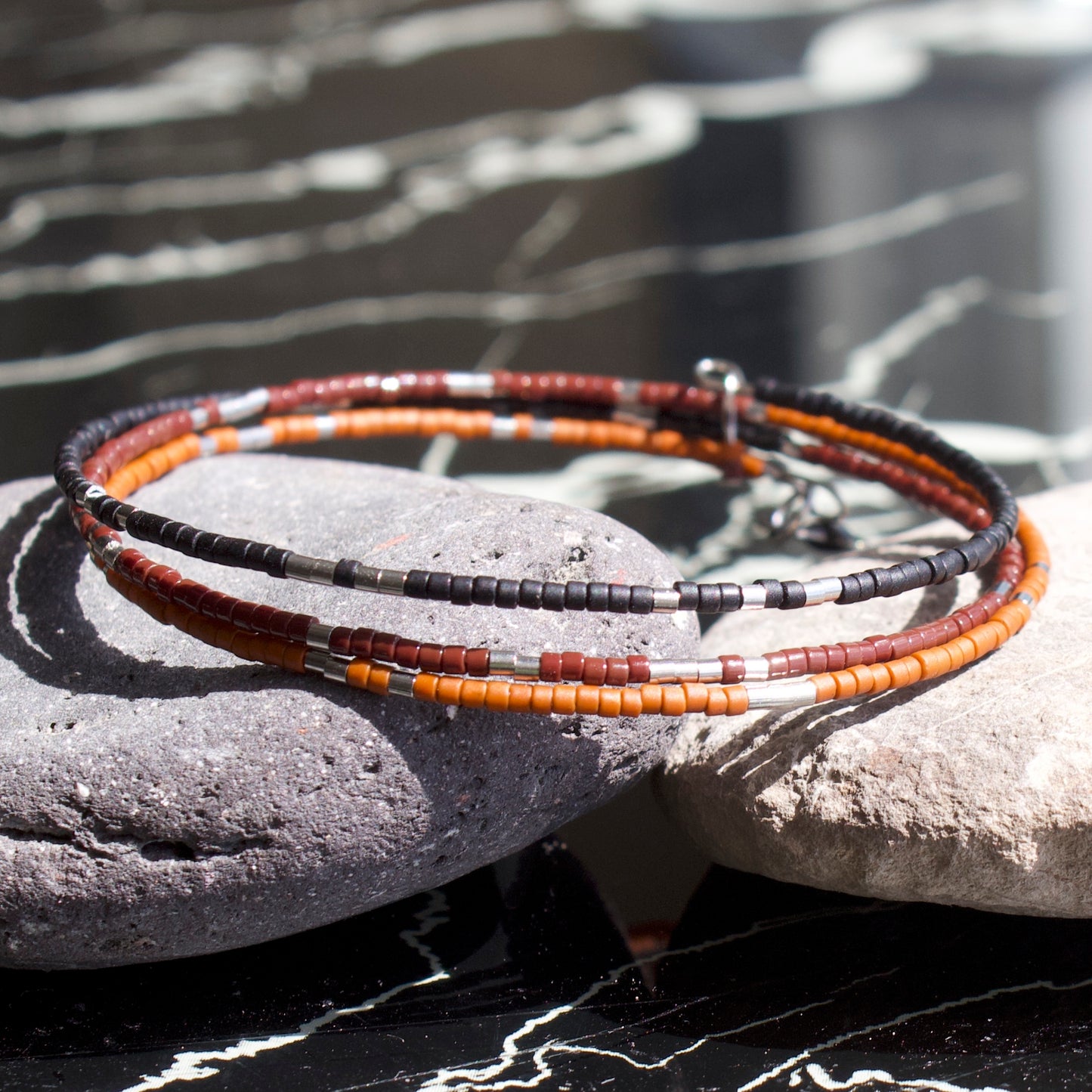 Bracelet Clara jonc 3 rangs en perles Miyuki doré ou argent