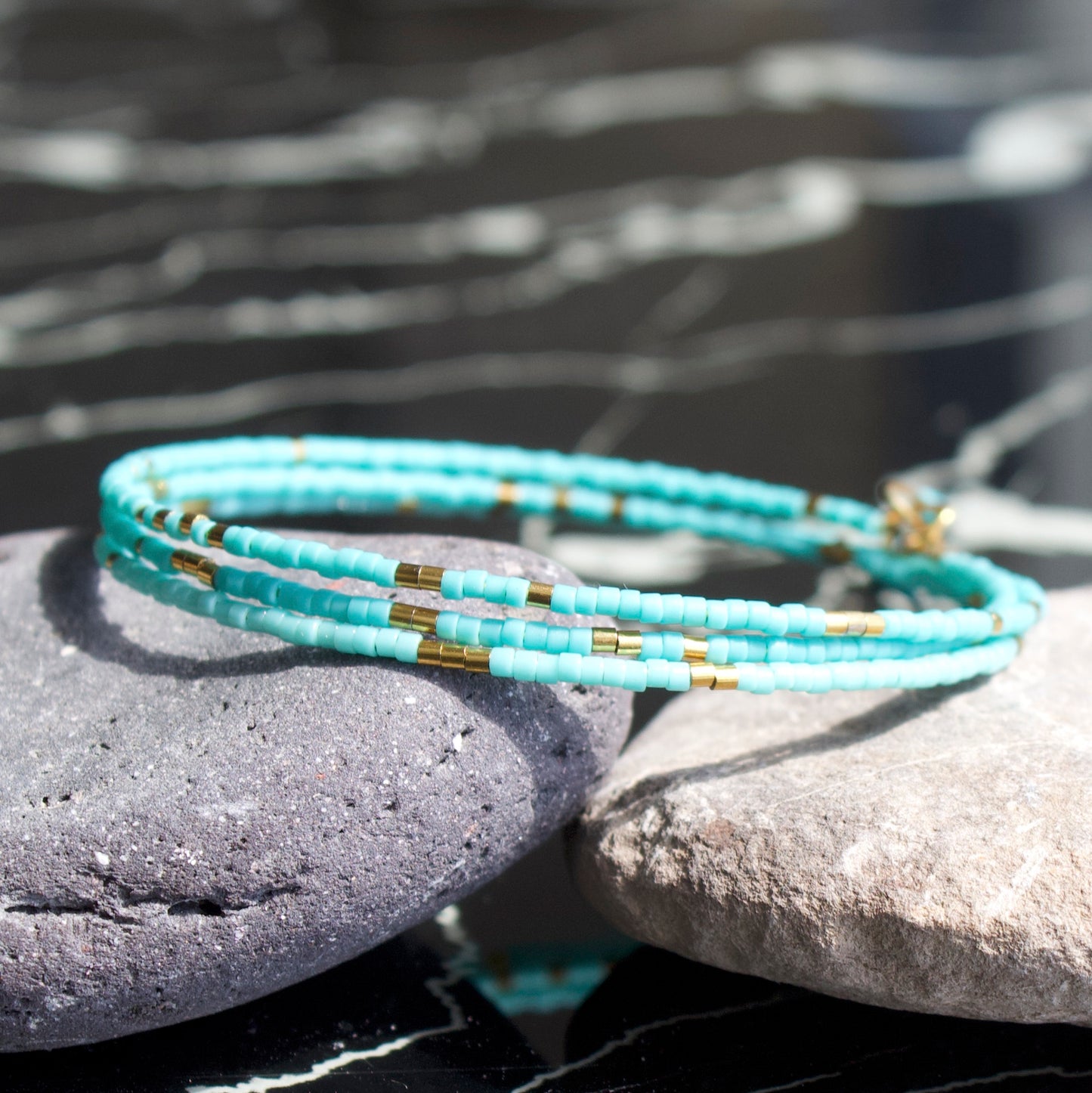 Bracelet Clara jonc 3 rangs en perles Miyuki doré ou argent