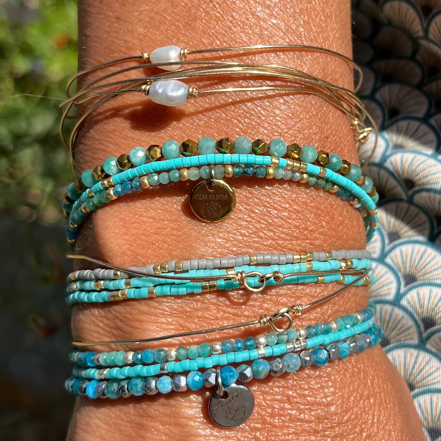Bracelet Clara jonc 3 rangs en perles Miyuki doré ou argent