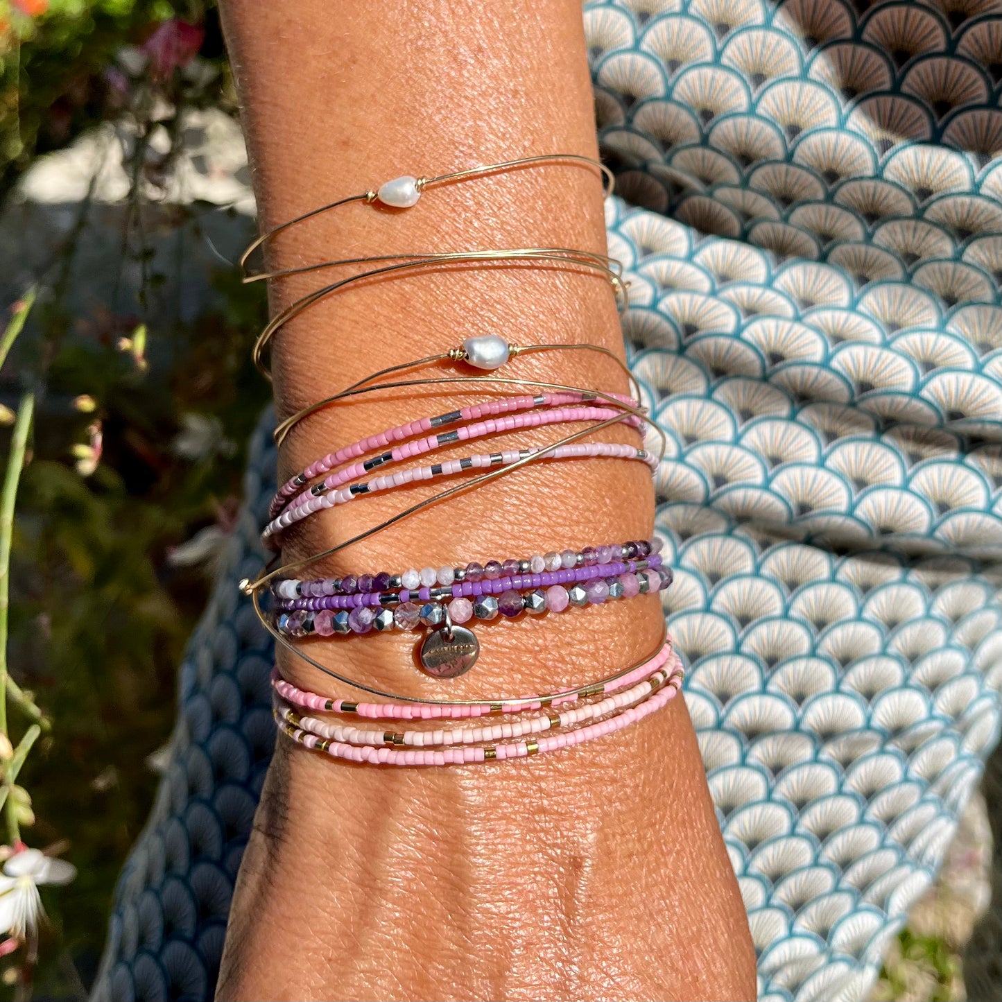 Bracelet Clara jonc 3 rangs en perles Miyuki doré ou argent