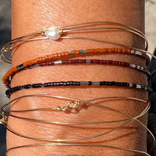 Bracelet Clara jonc 3 rangs en perles Miyuki doré ou argent