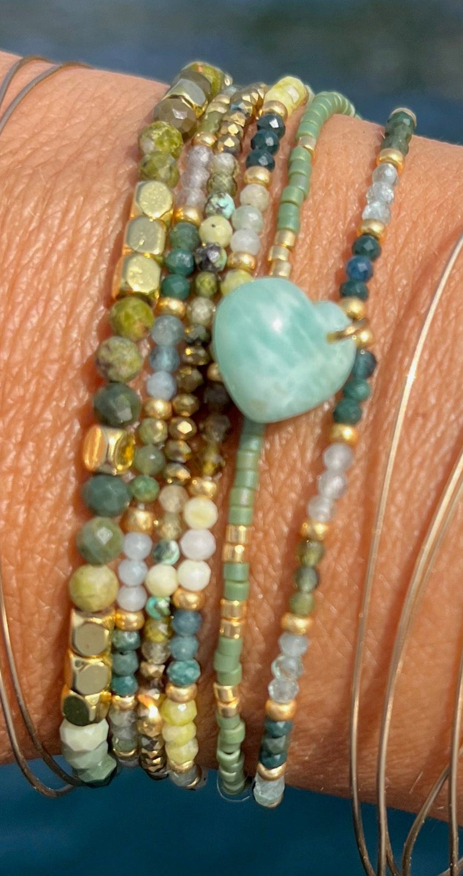 Bracelet Bella en pierres naturelles et perles argentées