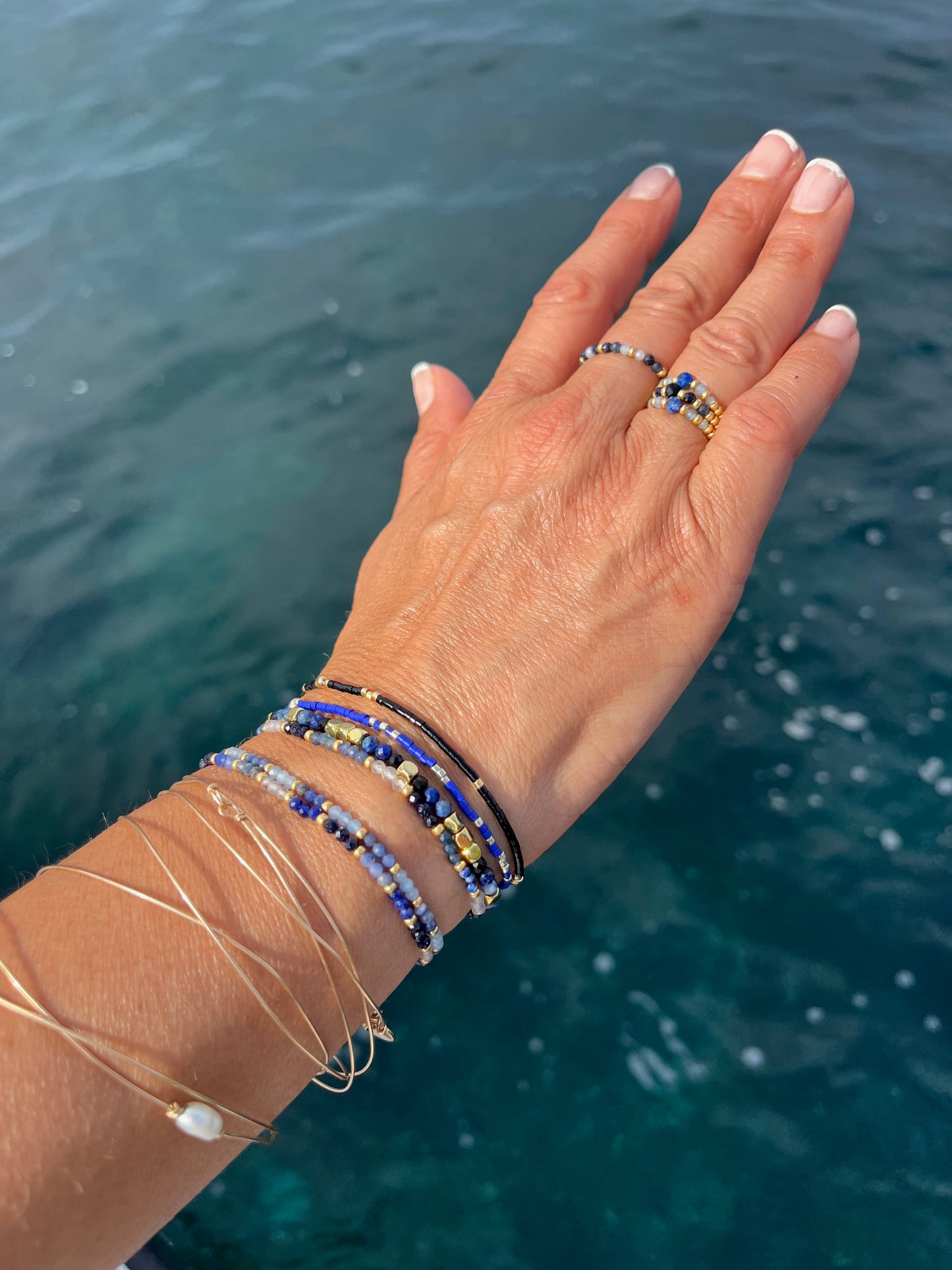 Bracelet Bella en pierres naturelles et perles argentées