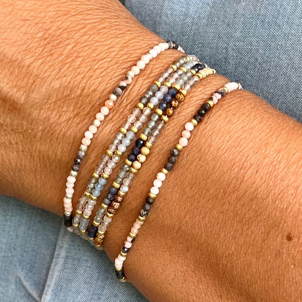 Bracelet Bella en pierres naturelles et perles argentées