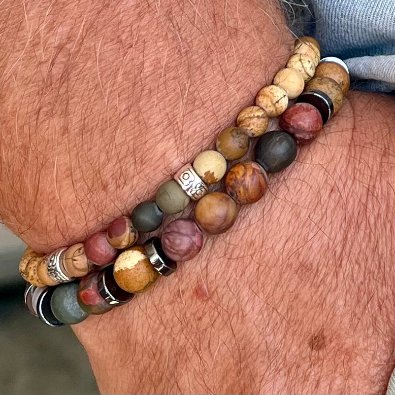 Bracelet Homme Sylvio en pierres naturelles et perles de nacre