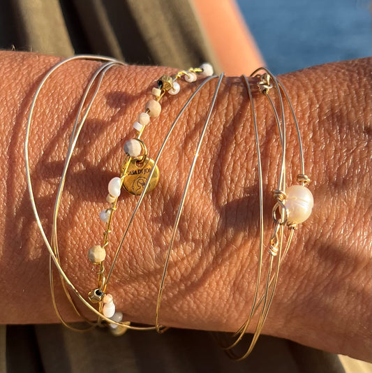 Bracelet Paulina, perles fines sur jonc fin