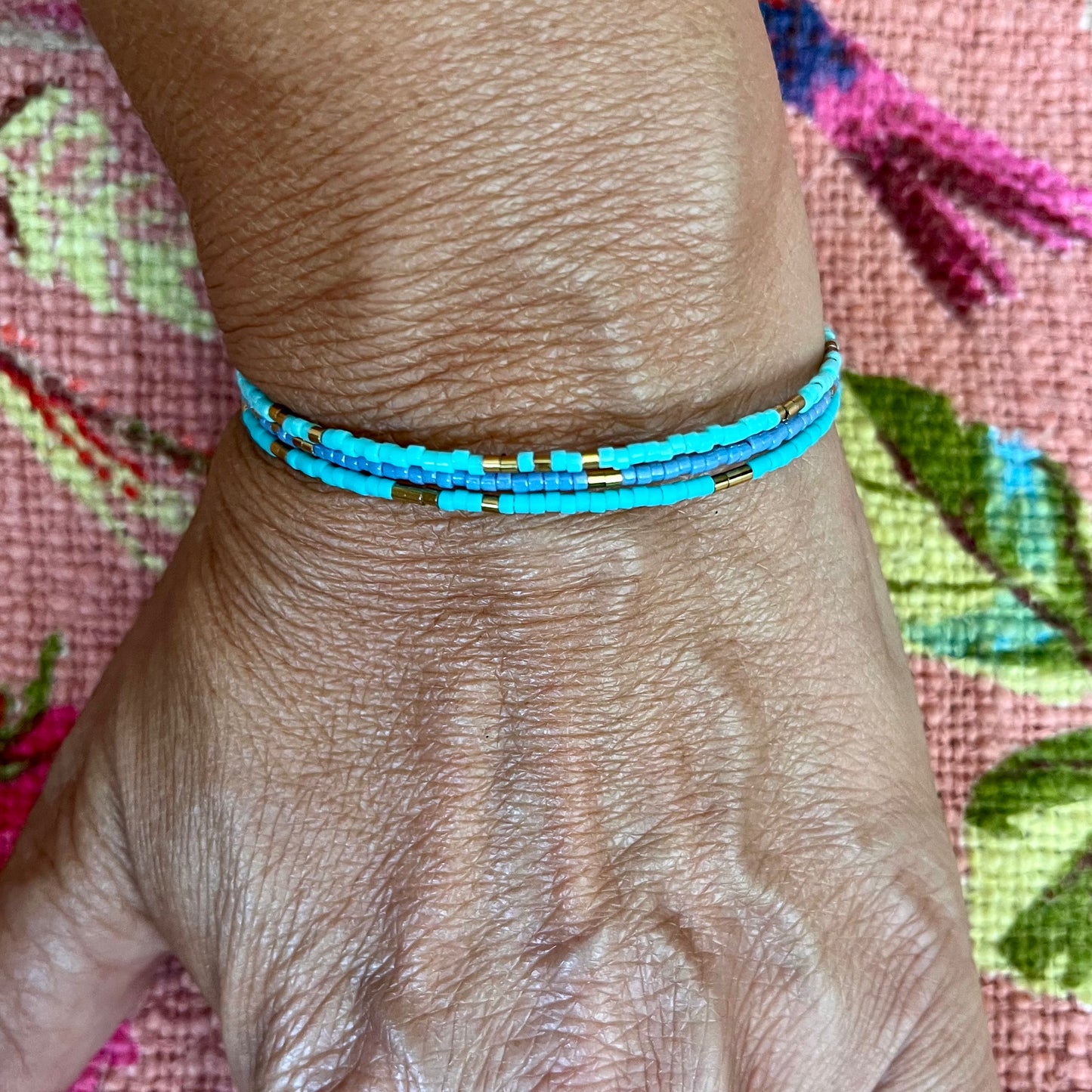 Bracelet Clara jonc 3 rangs en perles Miyuki doré ou argent