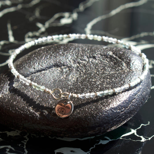 Bracelet Bellissima jonc argent 925 en pierres naturelles et perles argentées