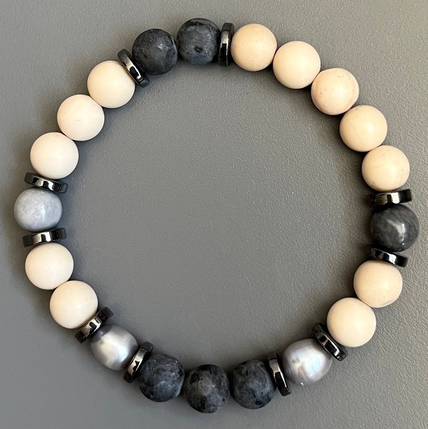 Bracelet Homme Sylvio en pierres naturelles et perles de nacre