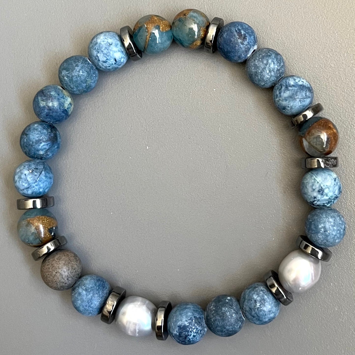 Bracelet Homme Sylvio en pierres naturelles et perles de nacre