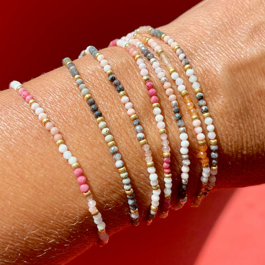 Bracelet Bella en pierres naturelles et perles argentées