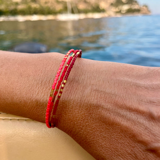 Bracelet Clara jonc 3 rangs en perles Miyuki doré ou argent