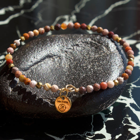 Bracelet Mara jonc fin en gold filled ou argent 925 et pierres naturelles