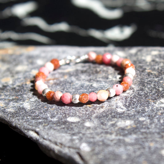 Bague Marina en pierres naturelles et perles argentées
